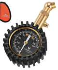 Tire Pressure Gauge 0-75 PSI with Large Glow Dial Calibrated to ANSI B40.1 Grade A, ideal for cars, motorcycles, and ATVs, shown with protective case.