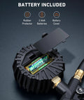Battery compartment of Digital Tire Pressure Gauge With Inflator 3 to 250 PSI Air Chuck And Quick Connect Coupler Heavy Duty
