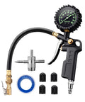 Tire Pressure Gauge With Inflator 0-100 PSI ANSI B40.1 Accuracy Large 2.5 Inch Glow Dial, air chuck, hose, and accessories