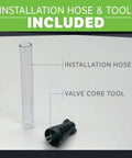 Installation hose and valve core tool included with Slime 10011 Flat Tire Puncture Repair Sealant, Emergency Repair for Highway Vehicles.