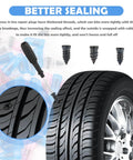 100PCS Tire Repair Kit,Self-Service Tire Screw Plug Repair Kit Includes 3-Size Plugs & Screwdrivers,Professional Screw in Tires Plugs Kits for Quick Repairing Tires Puncture, close-up of tire with inserted screw plug and screwdriver.