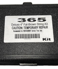 Emergency Tire Repair Kit Tool Set With 57 Pieces In Heavy Duty Case For Motorcycle ATV Jeep Truck And OTR Tires Includes Self Vulcanizing Four Inch Plugs Tire Lube Shop Knife Two Allen Wrenches And Pro Insertion And Probing Tools; black case labeled 365 Deluxe 4” Fat-Brown String Kit, caution temporary repair, recommended for non-highway service tires only.