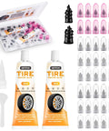 40 PCS Tire Repair Rubber Nails Kit with 2 Tubes of Black Tire Sealant Glue, 2026 New Screw in Tire Plugs Kit shown with components