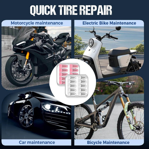 Tire Repair Rubber Nail Kit with 2 Sizes for car, motorcycle, bicycle, electric bike maintenance, fast emergency repair, 20 pcs