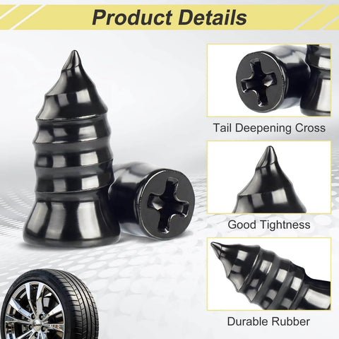 Close-up of tire repair kit components with self-tapping screw details from 100 Piece Tire Repair Kit for cars and motorcycles.