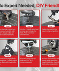 Heavy Duty Tire Plug Kit With 68 Piece All In One Universal Tire Repair Set for DIY tubeless flat repairs steps guide with tools.