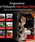 Person repairing SUV tire using Heavy Duty Tire Plug Kit With 68 Piece All In One Universal Tire Repair Set For Tubeless Flats.