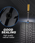 Tire Repair Rubber Nail Kit with 2 Sizes in use on a tubeless tire, showing screw-in rubber plug sealing a puncture.