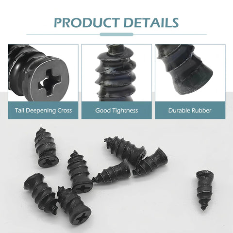 60 Pack Tire Repair Rubber Nails Vacuum Spiral Screws Kit For Cars Trucks Motorcycles And Tractors Self Service Puncture Repair Tool With Durable Heat Resistant Rubber And Effective Sealing, shown with product details and features.