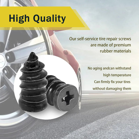 60 Pieces Tire Repair Rubber Nails Vacuum Tire Repair Kits Spiral Rubber Nails Self Service Tire Repair Nails For Cars Motorcycles Trucks Tractors Puncture Repair High Temperature Resistant Rubber For Durable Wheel Fix, high quality rubber material displayed with a car wheel background.