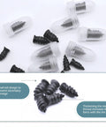 Image of 60 Pack Tire Repair Rubber Nails Vacuum Spiral Screws Kit For Cars Trucks Motorcycles And Tractors Self Service Puncture Repair Tool With Durable Heat Resistant Rubber And Effective Sealing showing black rubber nails with caps