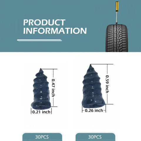 60 Pack Tire Repair Rubber Nails Vacuum Spiral Screws Kit For Cars Trucks Motorcycles And Tractors Self Service Puncture Repair Tool With Durable Heat Resistant Rubber And Effective Sealing Product dimensions