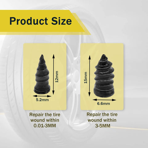 60 Pieces Tire Repair Rubber Nails Vacuum Tire Repair Kits showing two sizes of spiral rubber nails for puncture repair
