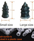 Tire Repair Nail Self-Tapping Screw Kit with small and large sizes shown, packed in plastic cases for car, motorcycle, ATV puncture repair.