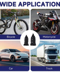 Image showing wide application of 60 Pcs Tire Repair Screws for bicycles, motorcycles, cars, and trucks, with product close-up.