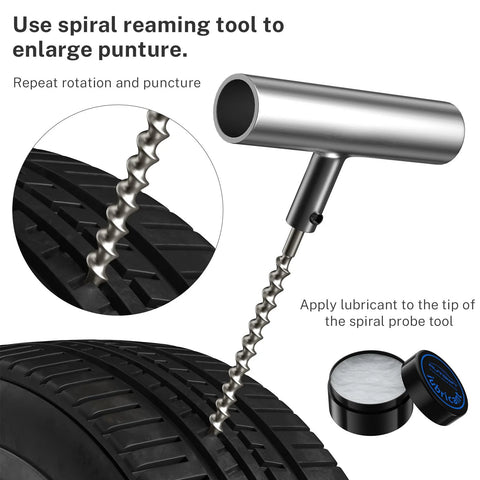 Flat Tire Repair Kit With Plugs 31 Pcs for Car Motorcycle ATV Jeep Truck Tractor includes spiral probe tool and lubricant