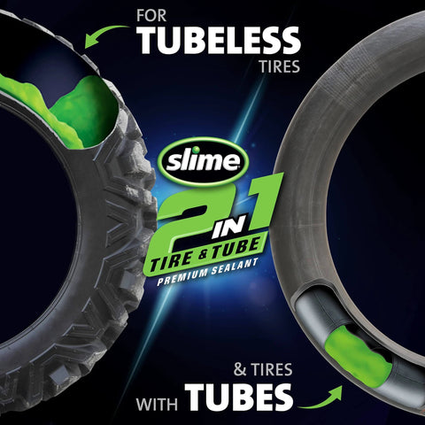 Image showing Slime 10193 Tire and Tube Sealant Puncture Repair Sealant, 2-in-1, for tubeless tires and tires with tubes.