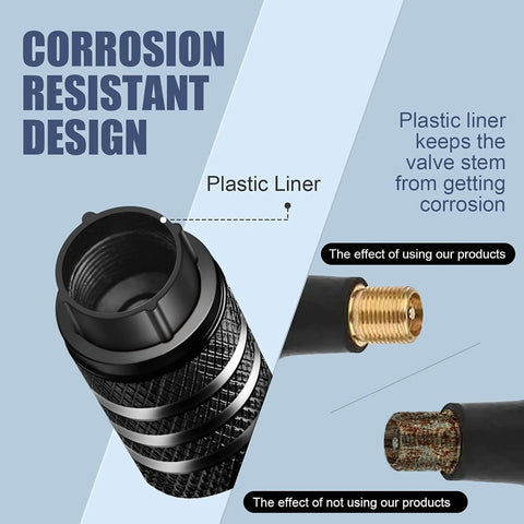 Five Pack Tire Valve Stem Cap Covers With Metal Shell And Plastic Liner Anti Corrosion Leak Proof American Flag Design features