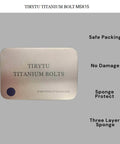 ✝️ TIRYTU Titanium Bolts M5x15 packaging with safe packing design, no damage assured, and three-layer sponge protection