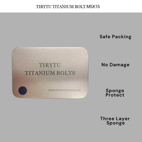 ✝️ TIRYTU Titanium Bolts M5x15 packaging with safe packing design, no damage assured, and three-layer sponge protection