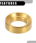 Close-up of titanium alloy concave convex balancer from Partuto 4 Pcs M6x5.5 Universal Bicycle Bolt Brake Screw Washer Bolts, gold tone.