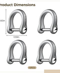 4 Pcs Titanium Alloy Horseshoe D-Shaped Buckle Keychains, Includes Screwdriver, Lightweight and Durable, 0.63 in × 0.59 in × 0.09 in