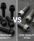 Comparison of ✝️ 5 Pcs Titanium Alloy M6 x 20mm Allen Hex Bolts with Washers –Black Color Screws and low-quality steel screws