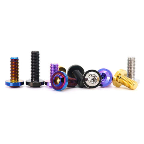 Colorful GR5 Titanium Alloy Flying Saucer Head Screws, Plum Blossom Anti-Theft, 4 Pack M4 M5 M6 M8 M10, blue purple gold screws