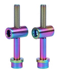 Pair of UHDFBDHF 2PCS Titanium M5x40mm Bolt Nut Washer Bicycle SeatPost Fixed Bolt (Ranibow) shown in rainbow finish