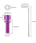 Diagram showing dimensions of SPEEDWOX 6pcs Bicycle Stem Screw with Washers Set Titanium Alloy Bike Allen Hex Bolts, M5 x 16mm, Purple.