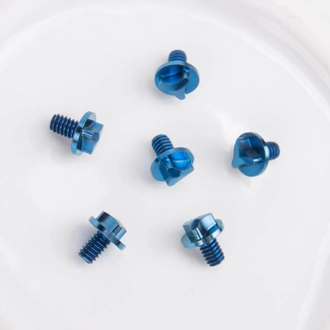 SaiDian 6Pcs Titanium Blue Screw Set Knife Handle Screws for Microtech UTX-85 Matrix displayed on a white background