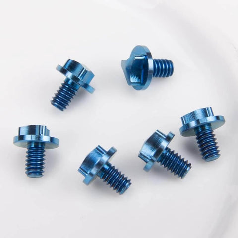 SaiDian 6Pcs Titanium Blue Screw Set Knife Handle Screws for Microtech UTX-85 Matrix displayed on a white background