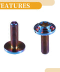 Close-up of Partuto 1 Set 1/4" M6 Universal Anti Theft License Plate Screws in Titanium Alloy Deep Blue finish