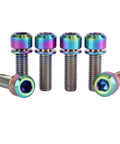 ✝️ UHDFBDHF Titanium Bolt Hex Screw M5x16 18 20mm Stigma Chamfer Head Bolt with Washer for Bicycle Stem Parts Pack of 6 (Ranibow, M5x16mm)