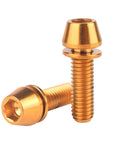 Gold VAMUOEFL Titanium Bolt M5x18mm Allen Hex Tapered Head with Washer for MTB Road Bicycle Parts Bike Stem Screw 6Pcs