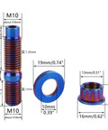 UHDFBDHF Titanium Bolt M8 M10x45mm Pitch 1.25 Automotive Exhaust Manifold Stud Kit Screws Nuts Washers (Burnt Blue) dimensions