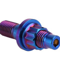 Burnt blue UHDFBDHF Titanium Bolt M8 M10x45mm Pitch 1.25 for exhaust manifold, side view, shiny finish.