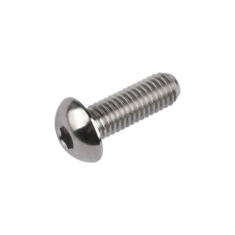 Close-up of silver button head screw, part of ✝️ Wanyifa Titanium Ti Water Bottle Cage M5x8 10 12 15mm Bolt Button Head Allen Key Screws Pack of 10.