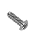 Close-up of a silver screw from the ✝️ Wanyifa Titanium Ti Water Bottle Cage M5x8 10 12 15mm Bolt Button Head Allen Key Screws Pack of 10.