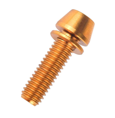 ✝️ VAMUOEFL Titanium Bolt M5x16 18 20mm Allen Hex Tapered Head with Washer for MTB Road Bicycle Parts Bike Stem Screw 6Pcs Gold