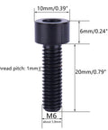 ✝️ UHDFBDHF 4PCS Titanium Bolt Ti Screw M6x10 16 18 20 25 30 35mm Column Allen Hex Bolt (Black, M6x20mm) dimensions