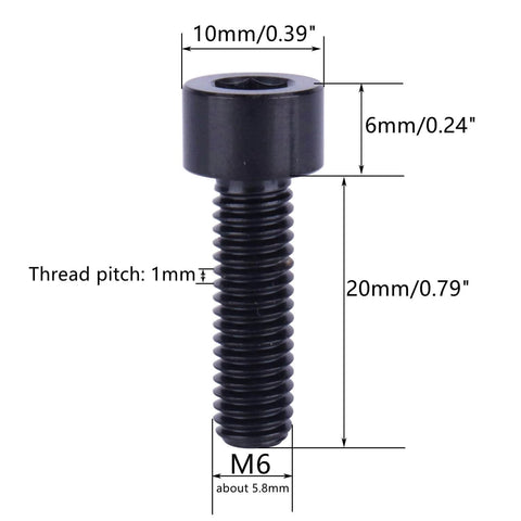 ✝️ UHDFBDHF 4PCS Titanium Bolt Ti Screw M6x10 16 18 20 25 30 35mm Column Allen Hex Bolt (Black, M6x20mm) dimensions
