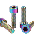✝️ UHDFBDHF Titanium Bolt M6 x 20mm Hex Bolt for Bicycle Screw Pack of 4 (Rainbow) shown in a close-up view