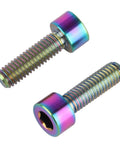 "✝️ UHDFBDHF Titanium Bolt M6 x 20mm Hex Bolt for Bicycle Screw Pack of 4 (Rainbow) showing two bolts with hex heads."