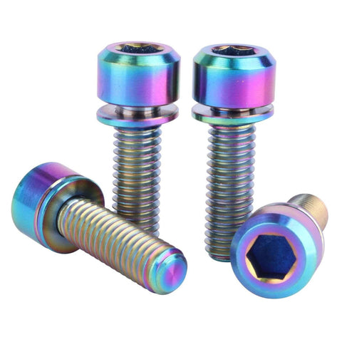 Colorful titanium bolts M6x20mm with Allen hex pillar head, pack of 4. ✝️ UHDFBDHF Titanium Bolt M6x16 18 20mm for bicycles.