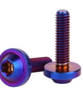 Burnt blue titanium bolt M4x15mm for bicycle motorcycle, Torx head screw, UHDFBDHF 4Pcs, front and side view, threaded and button head
