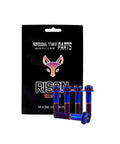 ✝️ RISON Titanium Bolts Hex Head Flange Burnt Blue GR5 Titanium Screws M6x30mm Pack of 5 in front of branded packaging