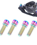 Juscycling Pack of 4 pcs Titanium Bolts Screws for MTB Road Bicycle and Mountain Bike Disc Caliper, M6X20mm, Oil Slick finish