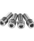 Four ✝️ Wanyifa Titanium Ti Bolt M7 x 20mm Allen Head with Washers, Bike Scewrs Pack of 4, arranged side by side on a white background.