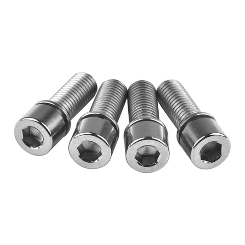 Four ✝️ Wanyifa Titanium Ti Bolt M7 x 20mm Allen Head with Washers, Bike Scewrs Pack of 4, arranged side by side on a white background.